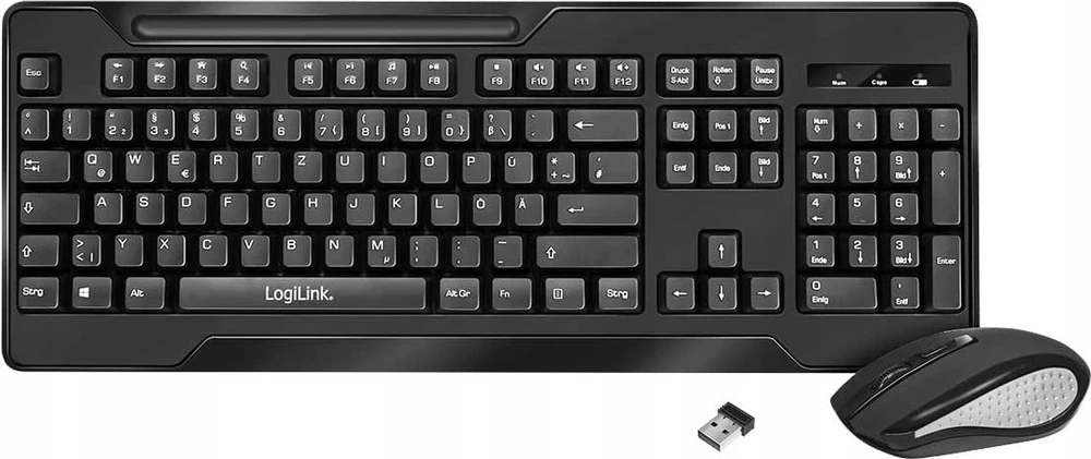 Klaviatūra ir pelė LogiLink 2,4GHz Funk ComboSet 1000DPI Juodas (ID0194)