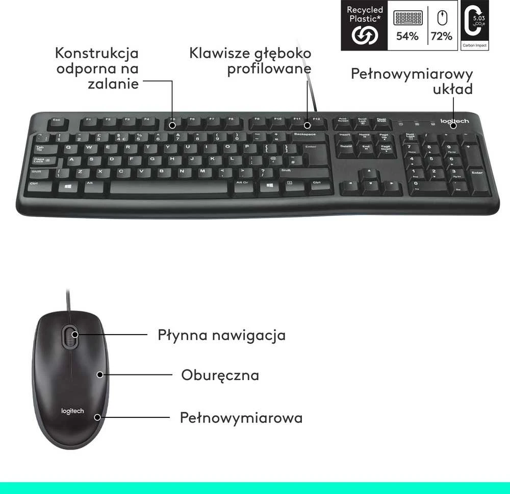 Laidinis klaviatūros ir pelės komplektas Logitech MK120, International išdėstymas