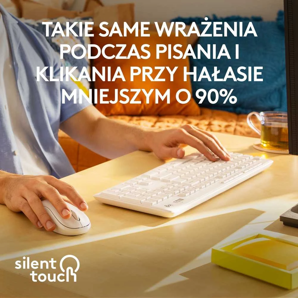 Belaidė Klaviatūra Su Pele Logitech MK295, US išdėstymas, Baltos Spalvos