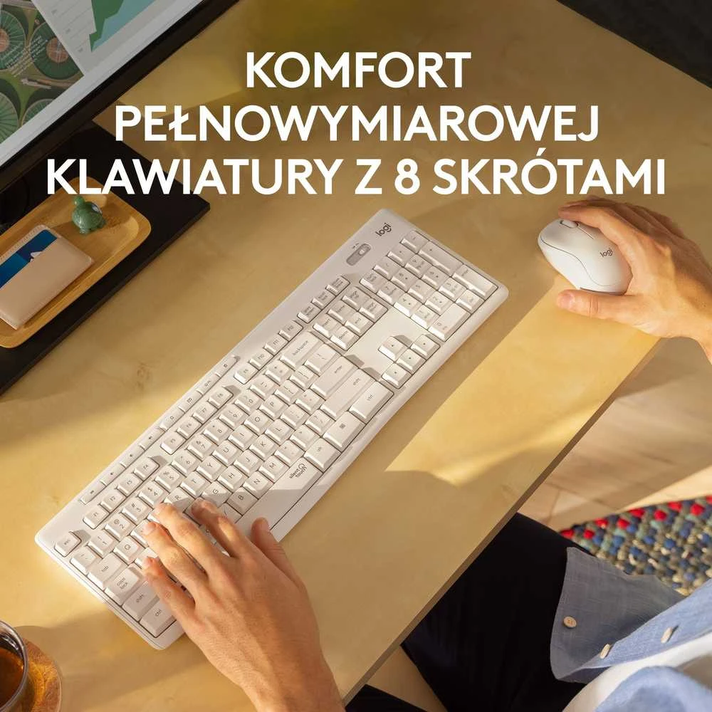 Belaidė Klaviatūra Su Pele Logitech MK295, US išdėstymas, Baltos Spalvos