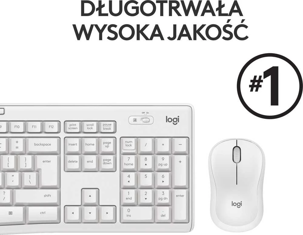 Belaidė Klaviatūra Su Pele Logitech MK295, US išdėstymas, Baltos Spalvos