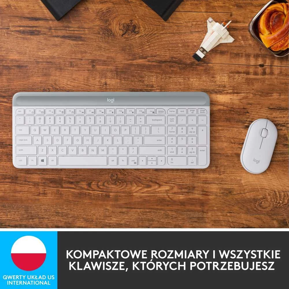 Belaidė klaviatūra ir pelė MK470 Slim Wireless Combo, US išdėstymas, Baltos spalvos