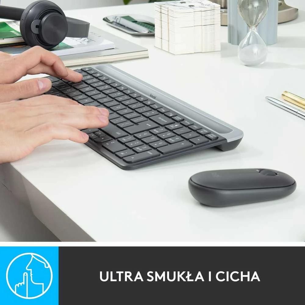 Logitech MK470 Slim Wireless Combo, belaidė klaviatūra ir pelė, US išdėstymas, Grafito spalvos