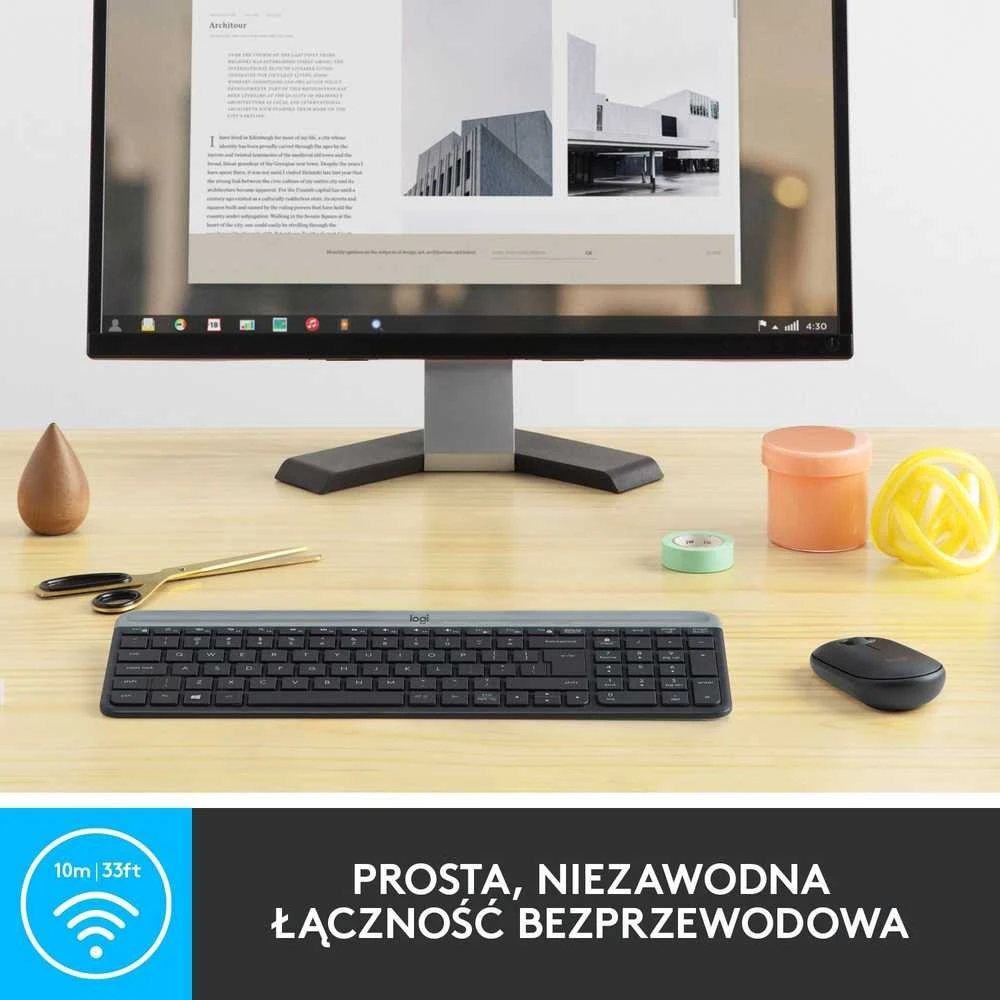 Logitech MK470 Slim Wireless Combo, belaidė klaviatūra ir pelė, US išdėstymas, Grafito spalvos