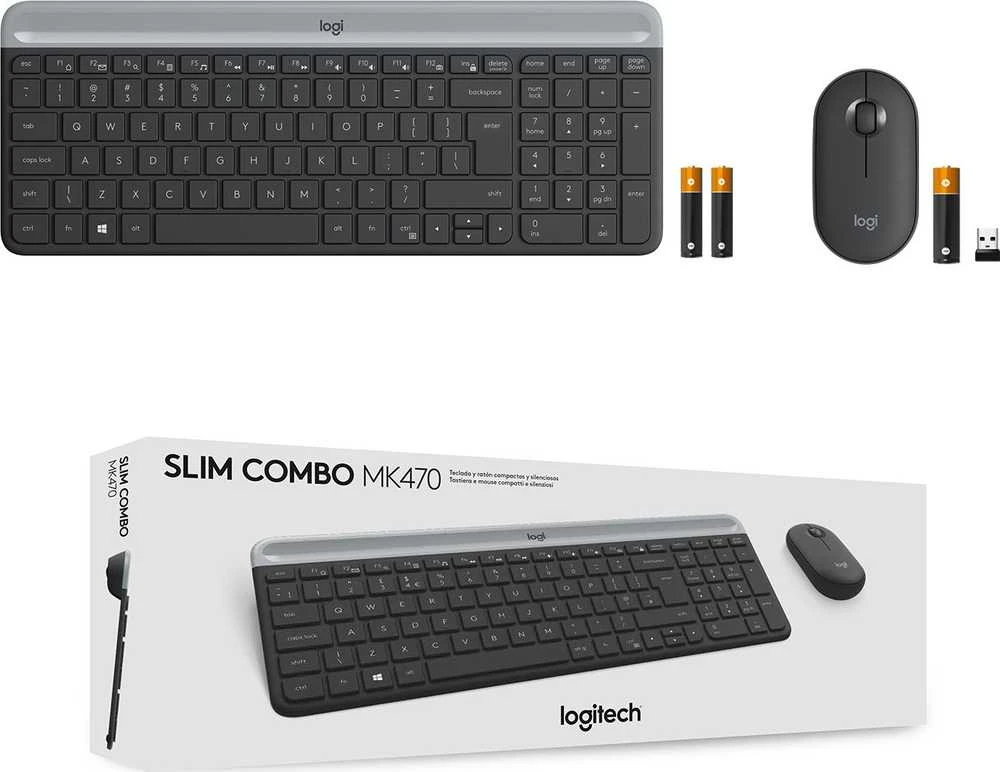 Logitech MK470 Slim Wireless Combo, belaidė klaviatūra ir pelė, US išdėstymas, Grafito spalvos