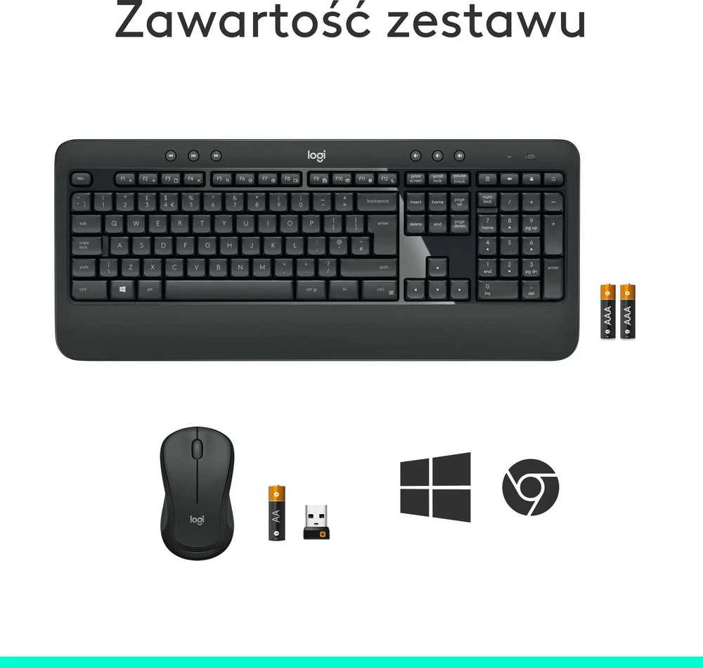 Belaidis pelės ir klaviatūros rinkinys Logitech MK540 Advanced, išdėstymas: US tarptautinis (Qwerty)