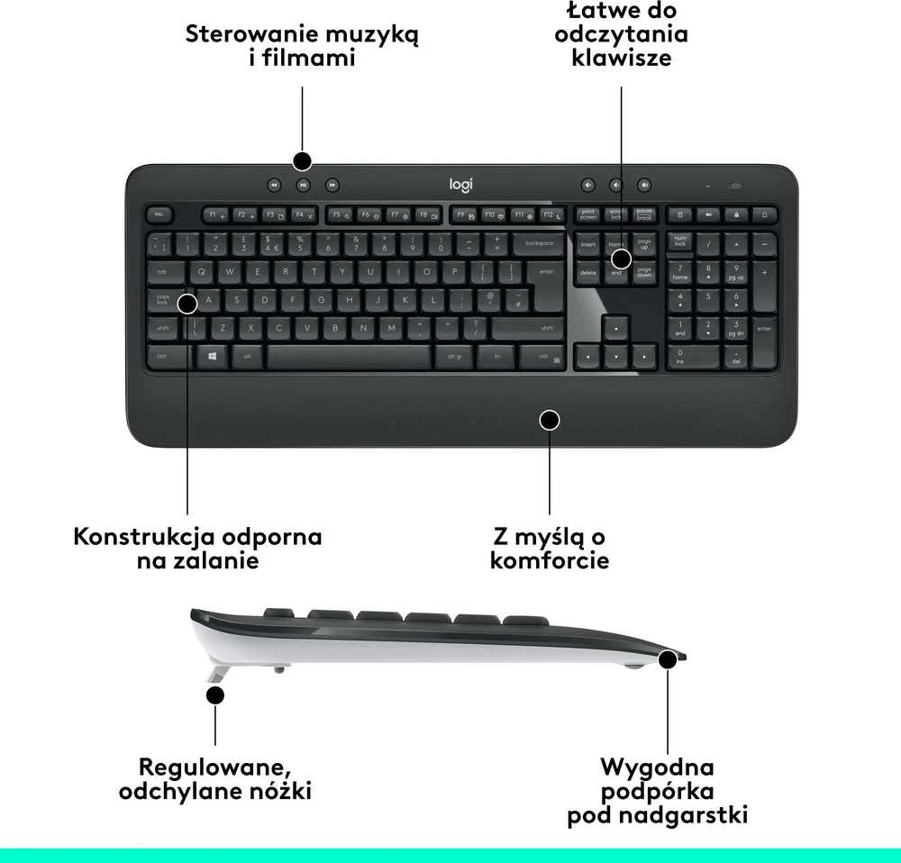 Belaidis pelės ir klaviatūros rinkinys Logitech MK540 Advanced, išdėstymas: US tarptautinis (Qwerty)