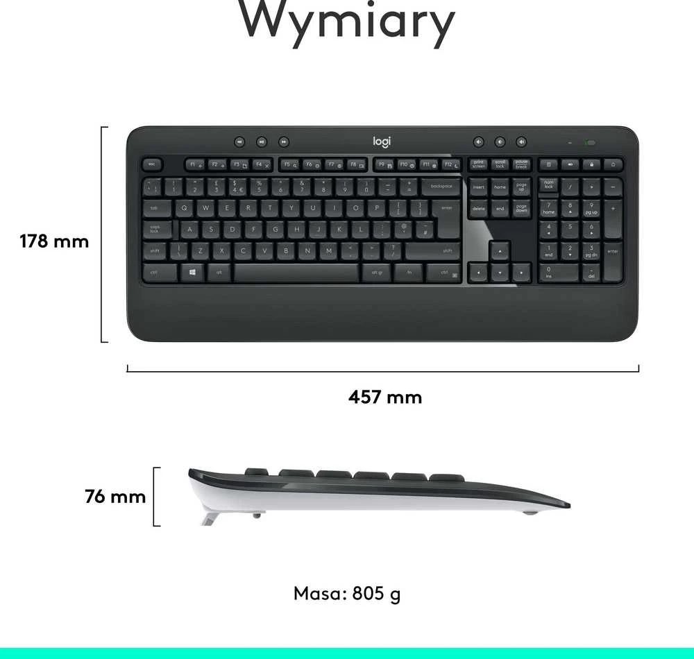 Belaidis pelės ir klaviatūros rinkinys Logitech MK540 Advanced, išdėstymas: US tarptautinis (Qwerty)