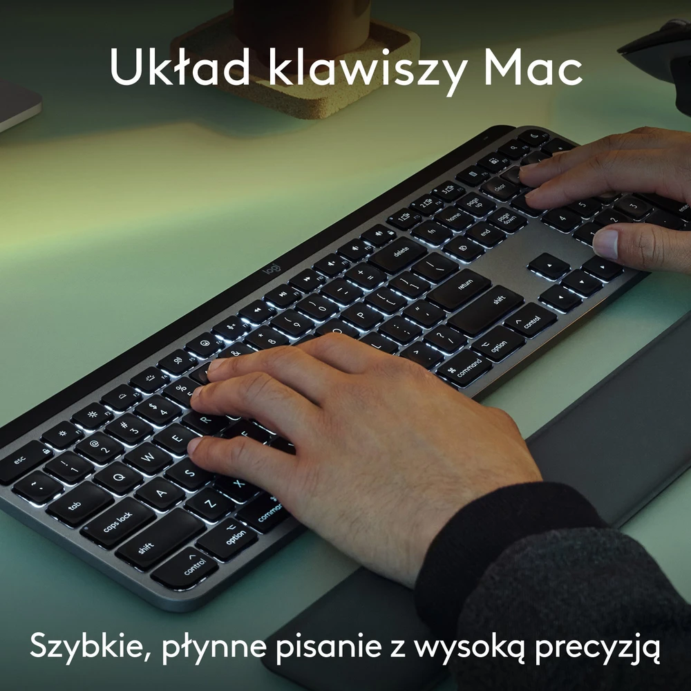 Belaidė klaviatūra „Klaviatūra Logitech MX Keys S Combo“, skirta „Mac“, 100 % (pilno dydžio), grafito spalvos su foniniu apšvietimu