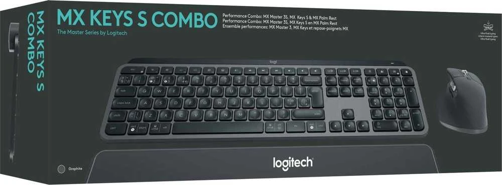 Klaviatūra Logitech MX KEYS S COMBO – GRAPHITE FRA/- BT – N/A – CENTRAL-419