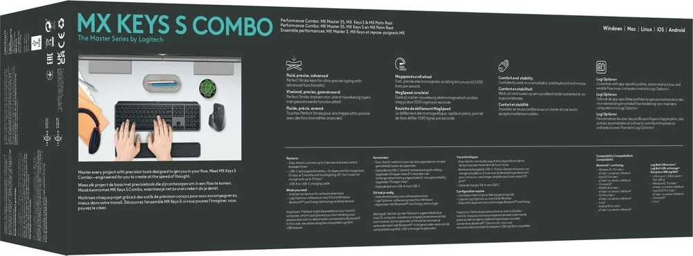 Klaviatūra Logitech MX KEYS S COMBO – GRAPHITE FRA/- BT – N/A – CENTRAL-419