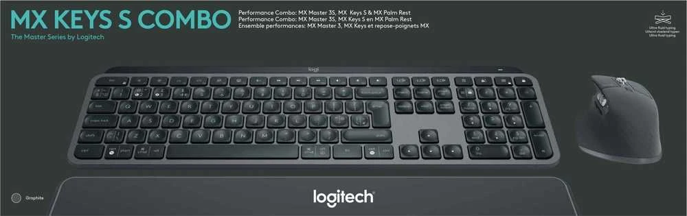Klaviatūra Logitech MX KEYS S COMBO – GRAPHITE FRA/- BT – N/A – CENTRAL-419