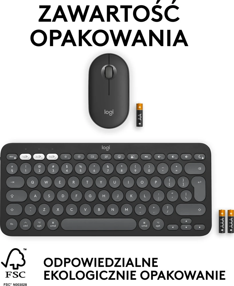 Klaviatūra ir pelė Logitech Pebble 2 Combo for Mac, grafito spalvos