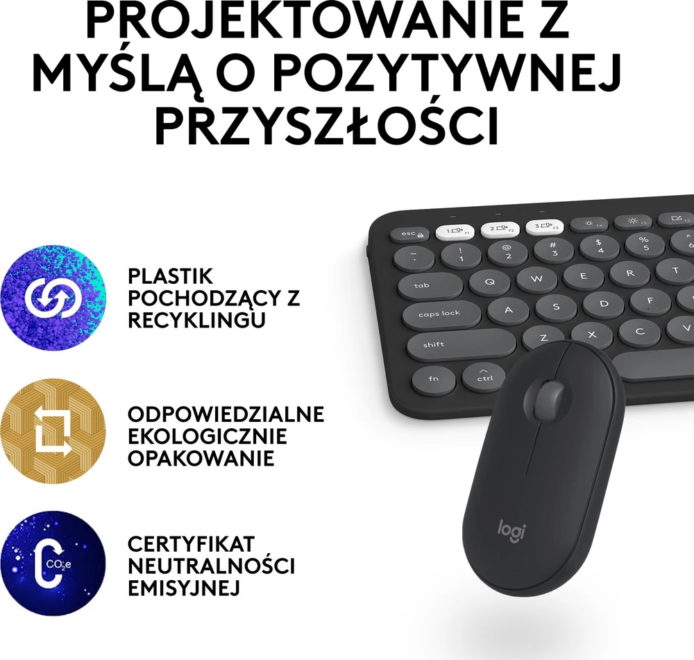 Klaviatūra ir pelė Logitech Pebble 2 Combo for Mac, grafito spalvos