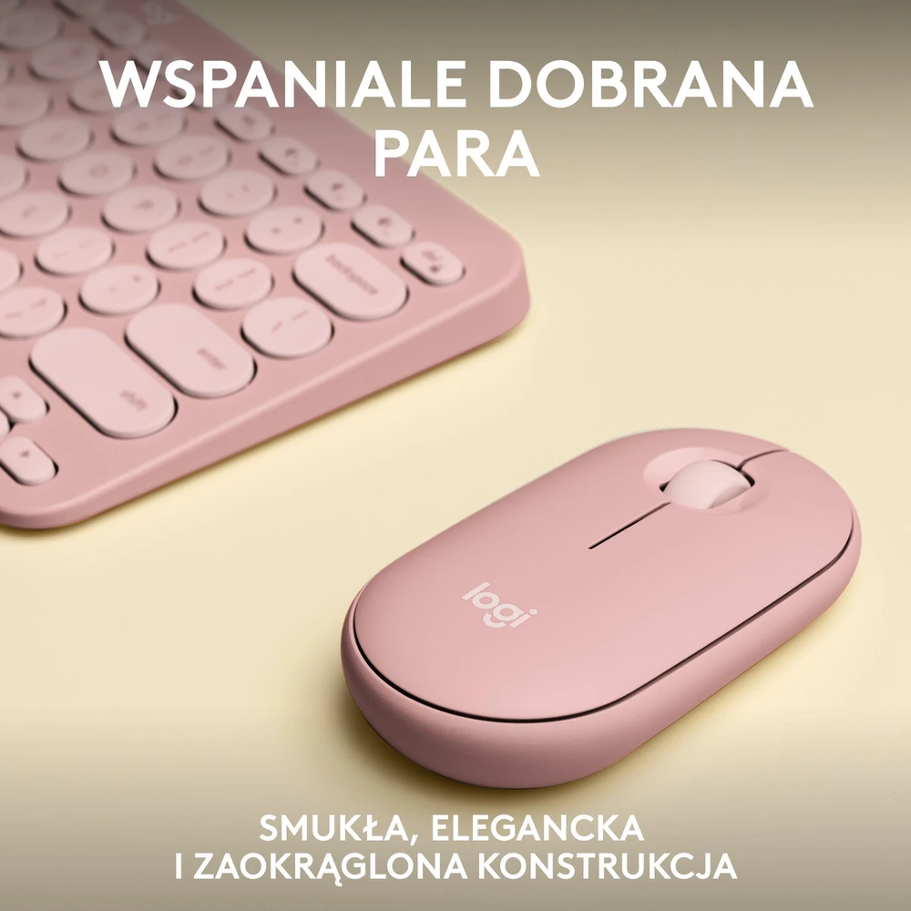 Klaviatūra ir pelė Logitech Pebble 2 Combo for Mac, rožinės spalvos