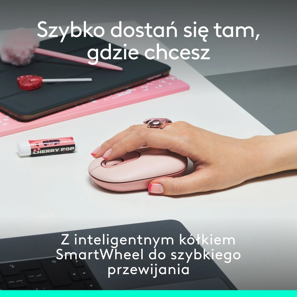 Rinkinys Klaviatūra su pele Logitech POP ICON Combo belaidė rožinė