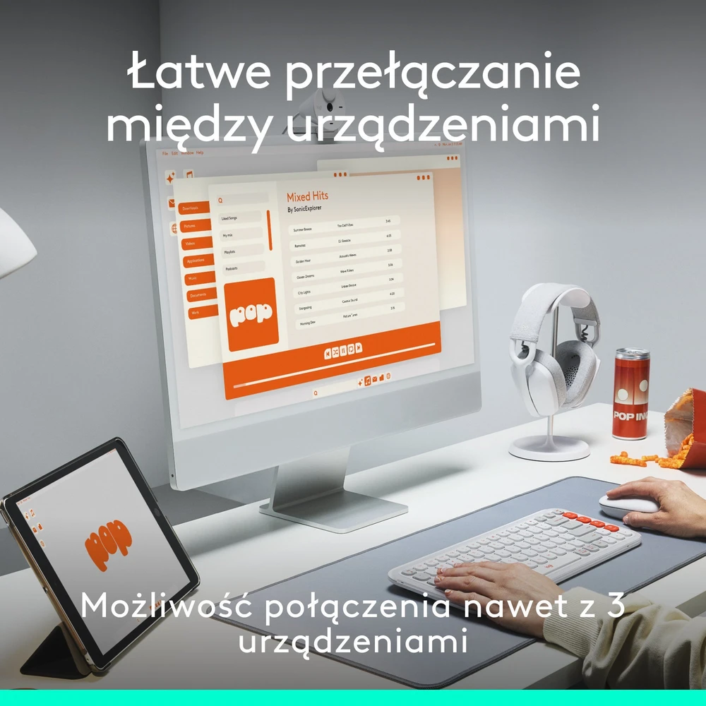 Rinkinys Klaviatūra su pele Logitech POP ICON Combo belaidė rožinė