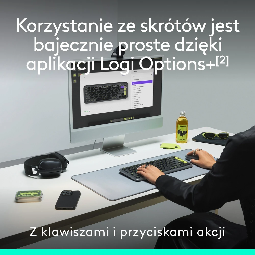 Rinkinys Klaviatūra su pele Logitech POP ICON Combo belaidė rožinė