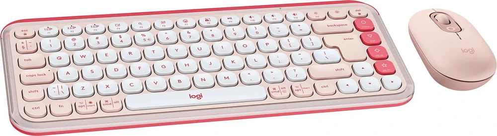 Rinkinys Klaviatūra su pele Logitech POP ICON Combo belaidė rožinė