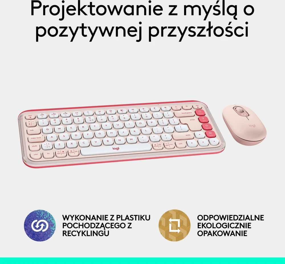 Rinkinys Klaviatūra su pele Logitech POP ICON Combo belaidė rožinė
