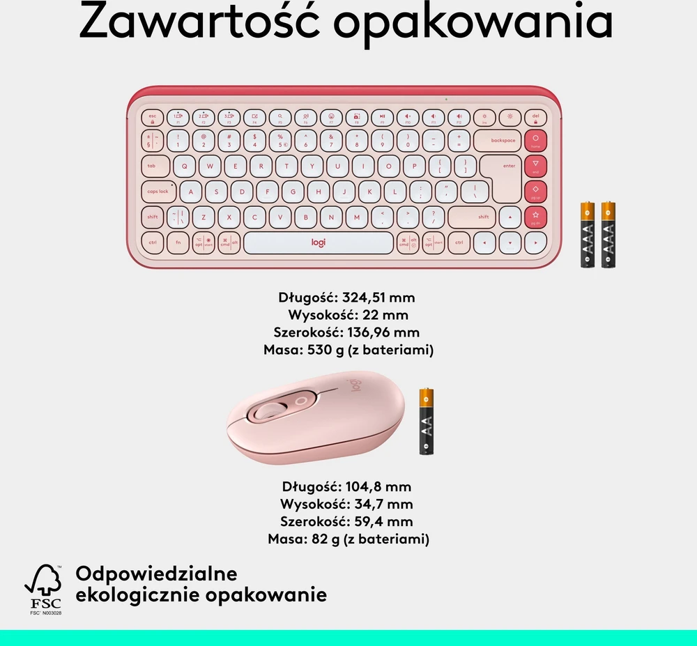 Rinkinys Klaviatūra su pele Logitech POP ICON Combo belaidė rožinė