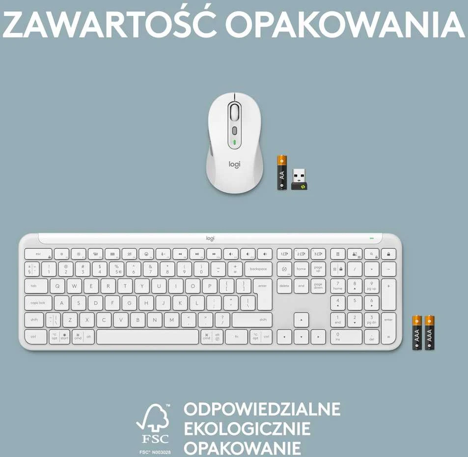 Klaviatūra ir pelė Logitech Signature Slim MK950, Balta