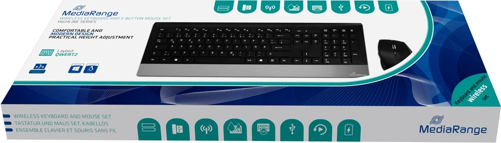 Klaviatūra ir pelė MediaRange QWERTY Niemiecki (MROS105-GR)