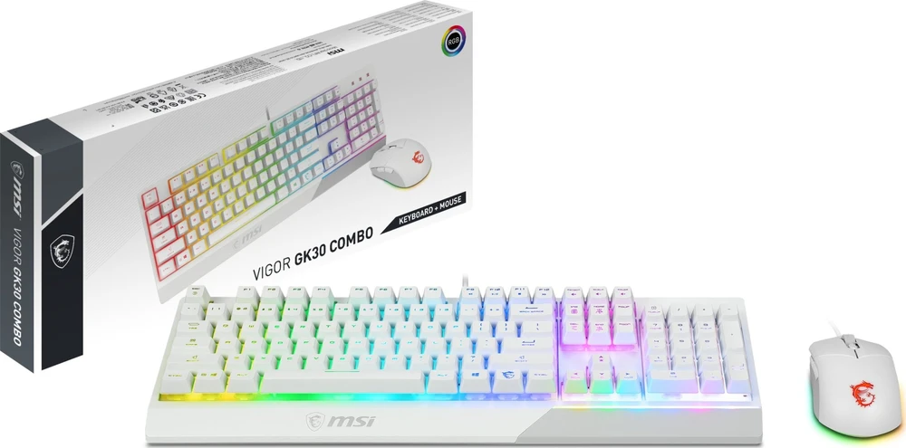 MSI Žaidimų klaviatūra Vigor GK30 Gaming Combo, Baltos spalvos (su pele)