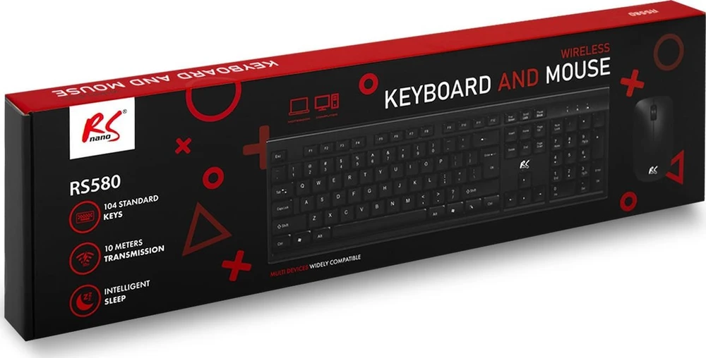 nano rs NanoRS Belaidė klaviatūra ir pelė Combo with Ergonomic Design – RS580 for Smooth and Efficient Use