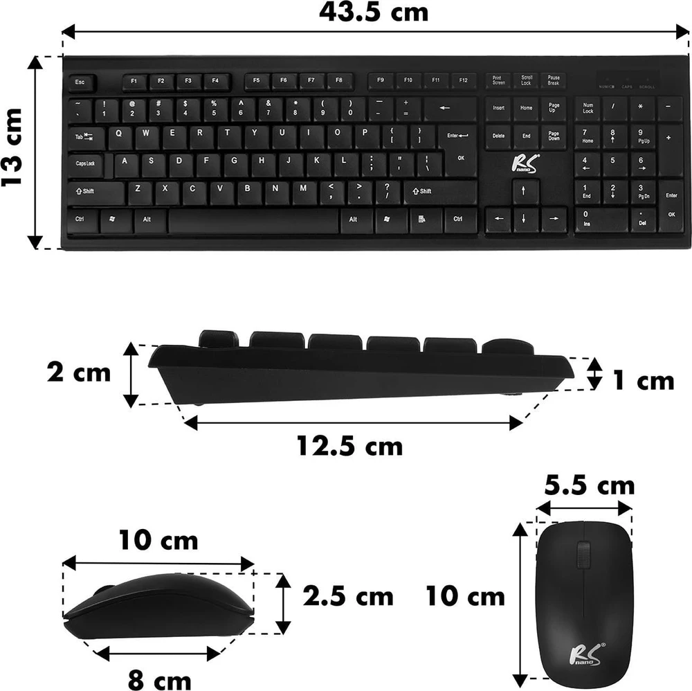 nano rs NanoRS Belaidė klaviatūra ir pelė Combo with Ergonomic Design – RS580 for Smooth and Efficient Use