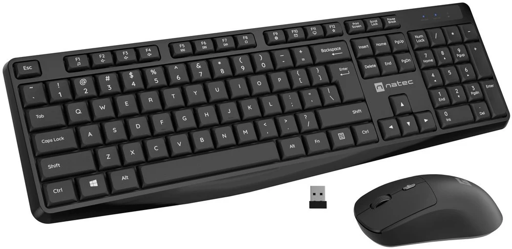 Natec | Klaviatūra ir pelė | Squid 2in1 Bundle | Klaviatūros ir pelės rinkinys | Wireless | Belaidė jungtis | US | Juodas
