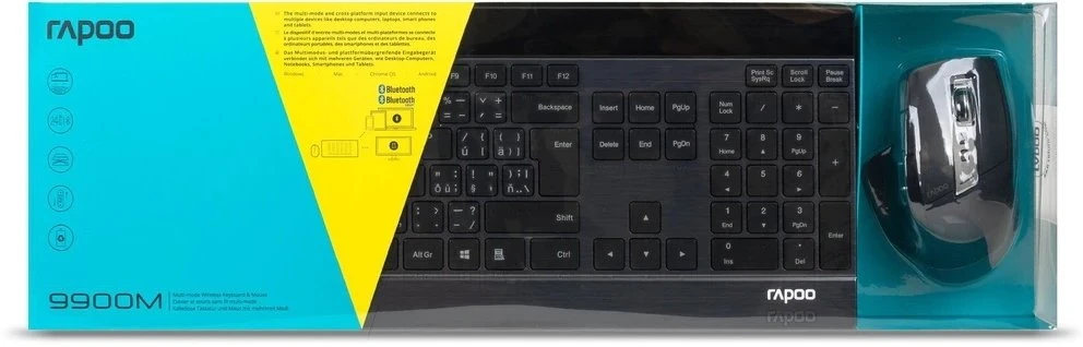 Klaviatūra ir pelė Rapoo RAPOO komplektas Klaviatūra ir pelė 9900M multi-mode bezdrátowy ultra-slim CZ/SK juoda