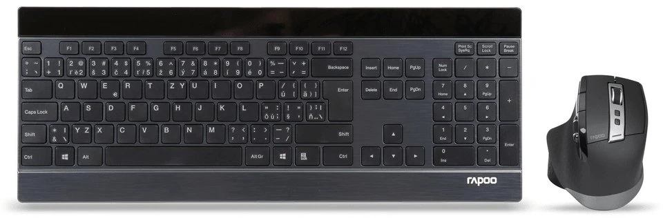 Klaviatūra ir pelė Rapoo RAPOO komplektas Klaviatūra ir pelė 9900M multi-mode bezdrátowy ultra-slim CZ/SK juoda