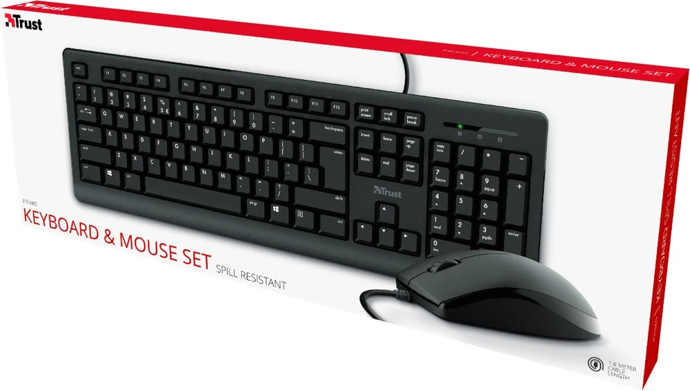 Klaviatūra Trust PRIMOKEYBOARD ir pelė SET - QWERTZ su laidu