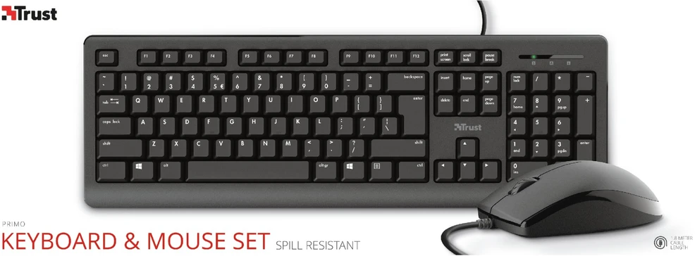Klaviatūra Trust PRIMOKEYBOARD ir pelė SET - QWERTZ su laidu