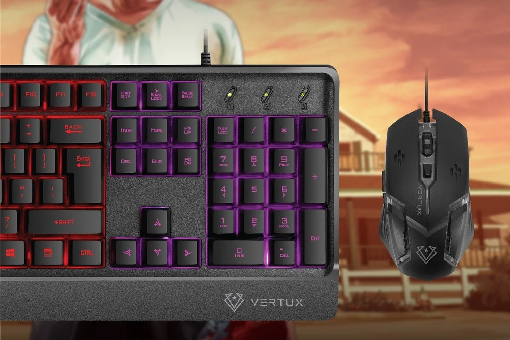 Klaviatūra ir pelė Vertux Vertux Rinkinys Pelė Klaviatūra ORION 3200 DPI LED Ergonomiczna