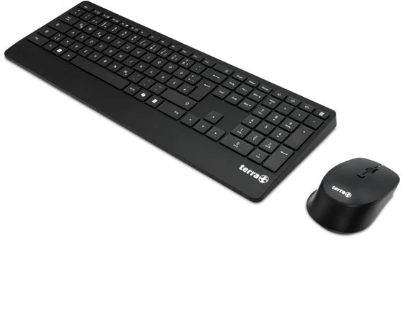 Wortmann Usorteret „TERRA Desktop 4000“ belaidė AES [DE] USB juoda „Copilot“ klaviatūra + pelė, QWERTY, 105 klavišai