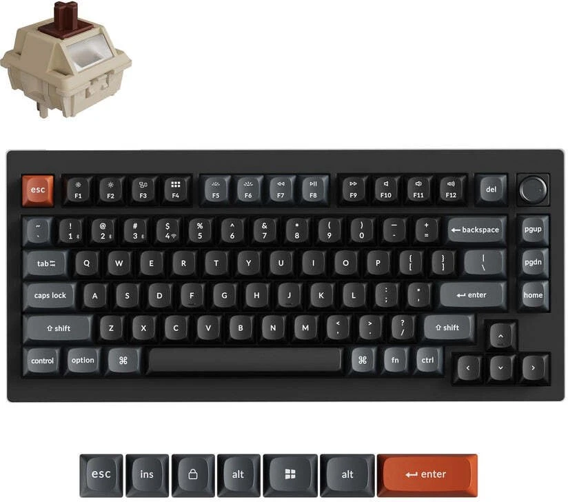 Belaidė mechaninė klaviatūra Keychron V1 Ultra Wireless (V1U-D3) | Hot Swappable | RGB | Rudi (brown) jungikliai