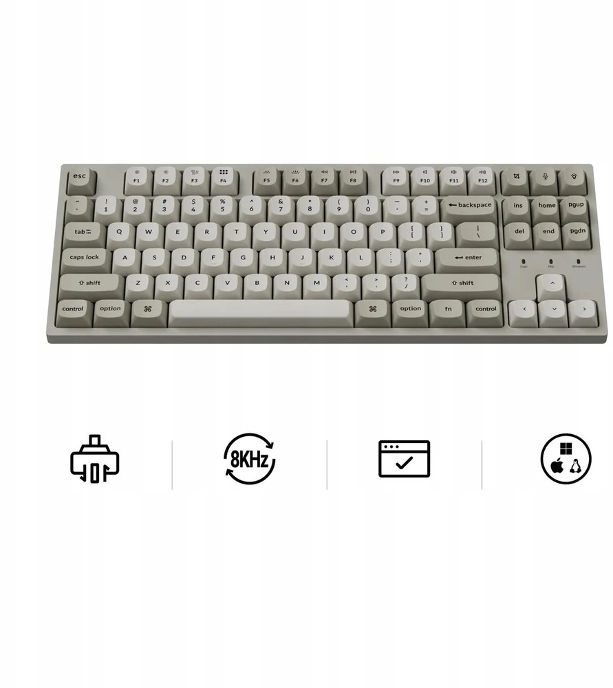 Klaviatūra žaidimams Keychron C1PX Keychron Super Brown su laidu mechaninė su pašvietimu balta ir-pilka