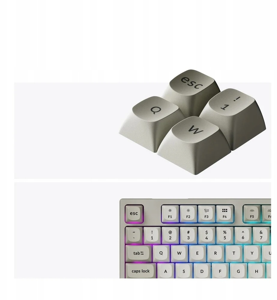 Klaviatūra žaidimams Keychron C1PX Keychron Super Brown su laidu mechaninė su pašvietimu balta ir-pilka