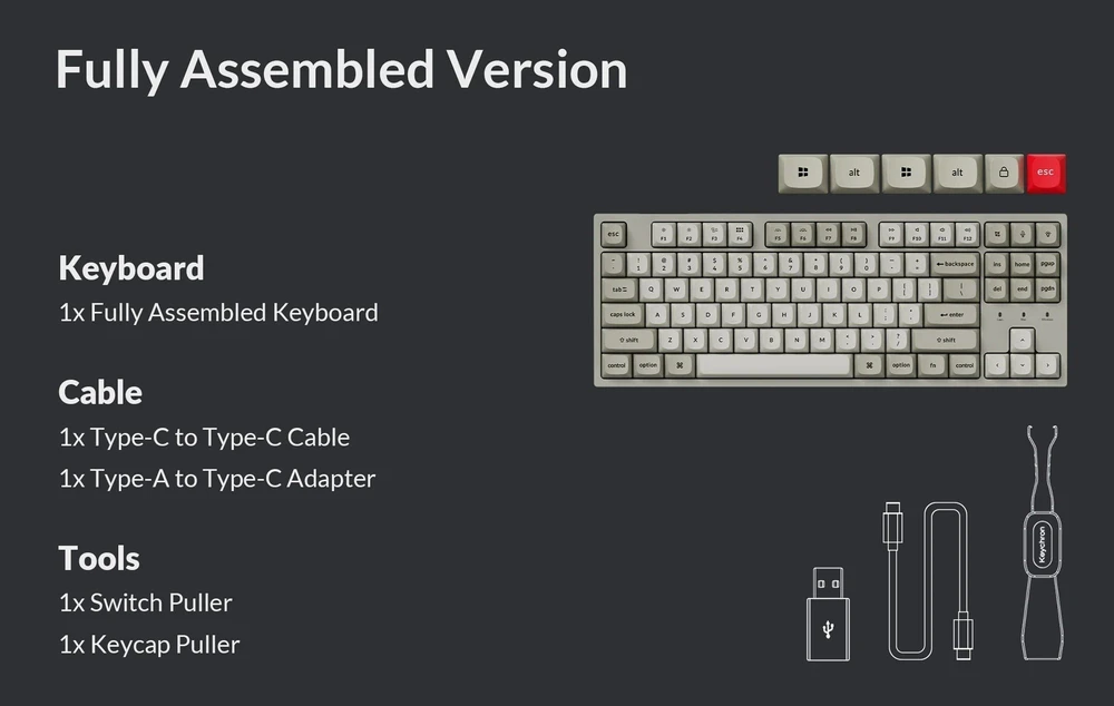 Klaviatūra žaidimams Keychron C1PX Keychron Super Brown su laidu mechaninė su pašvietimu balta ir-pilka