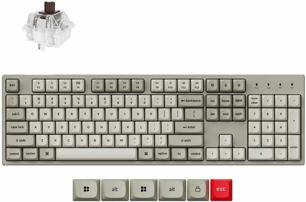 Keychron C2 Pro 8K (C2PX-M3) – US išdėstymas – Hot-Swappable Super Brown Switches – Juodas (Juoda) Mechaninė Žaidimų Klaviatūra