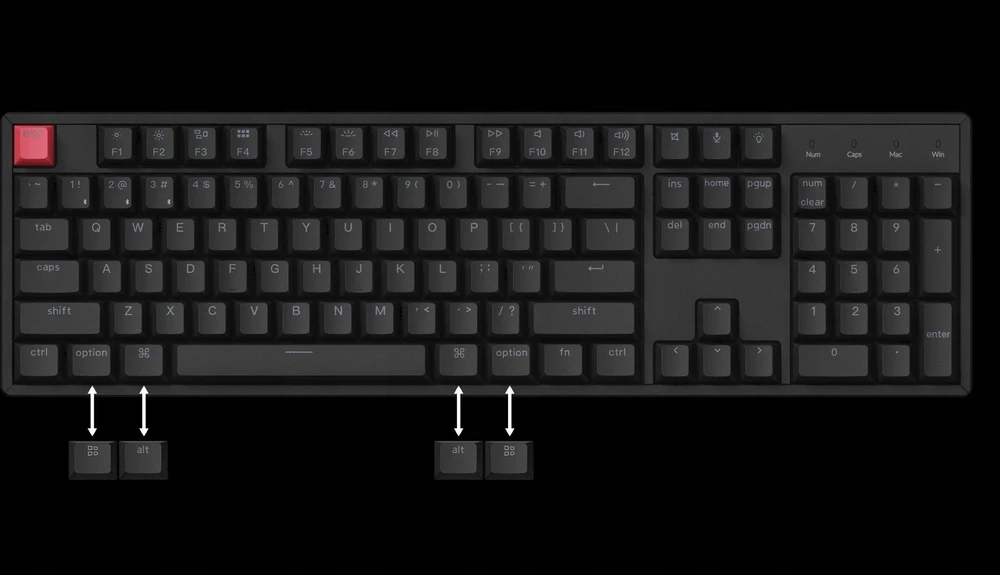 Klaviatūra žaidimams Keychron K10 V2 Keychron Super Raudona belaidė mechaninė su pašvietimu juoda
