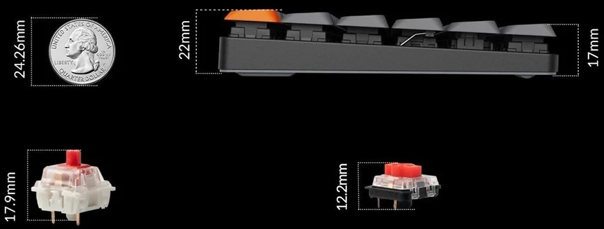 Klaviatūra žaidimams Keychron K13 Max Gateron Low Profile MX Brown 2.0 belaidė mechaninė su pašvietimu pilka