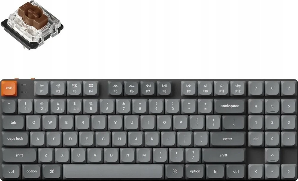 Klaviatūra žaidimams Keychron K13 Max Gateron Low Profile MX Brown 2.0 belaidė mechaninė su pašvietimu pilka