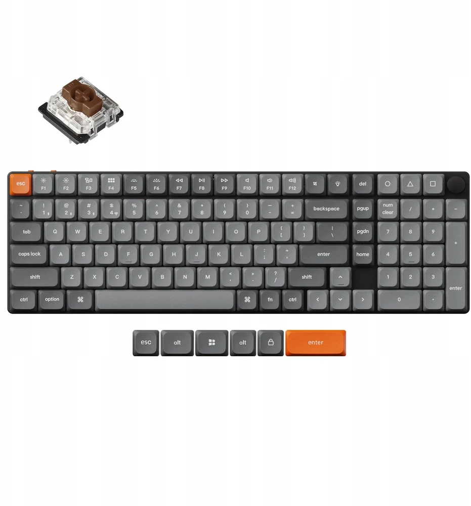 Keychron K17 Max RGB Brown Switch Wireless Low Profile Klaviatūra (Juodas) [K17M-H3].