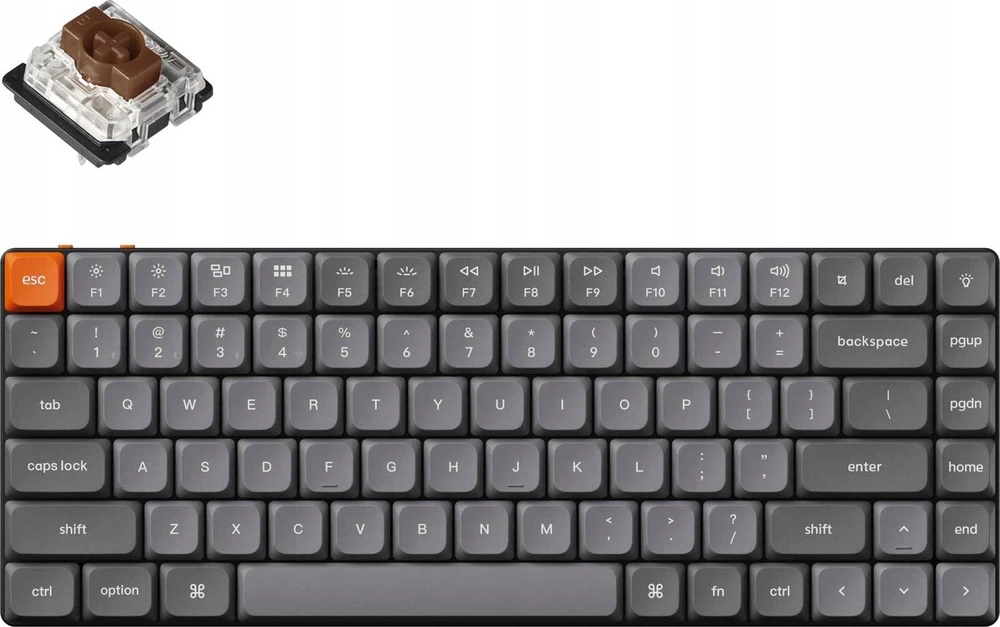 Keychron K3 Max Wireless (K3M-H3) - US išdėstymas - Hot-Swappable Low Profile Gateron Brown - Juodas (Juoda) Mechaninė Belaidė Žaidimų Klaviatūra
