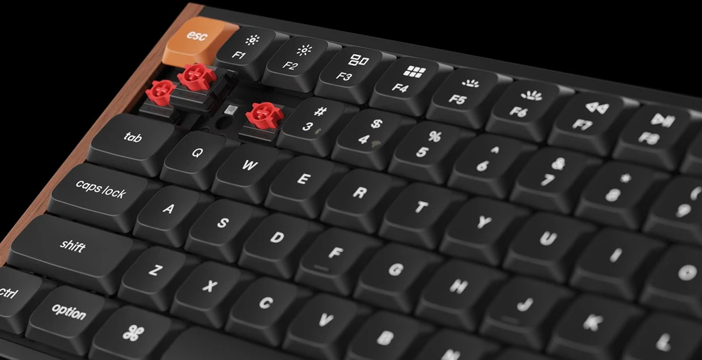 Klaviatūra žaidimams Keychron K3M-F1 75% Raudona Switch RGB Hot-Swap belaidė mechaninė Gateron Low Profile MX Raudona 2.0 su pašvietimu juoda