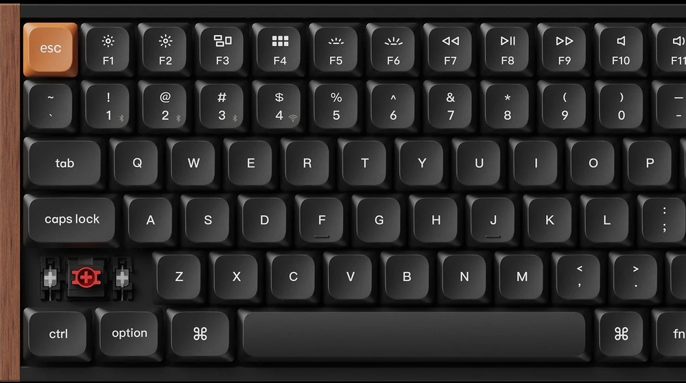 Klaviatūra žaidimams Keychron K3M-F1 75% Raudona Switch RGB Hot-Swap belaidė mechaninė Gateron Low Profile MX Raudona 2.0 su pašvietimu juoda