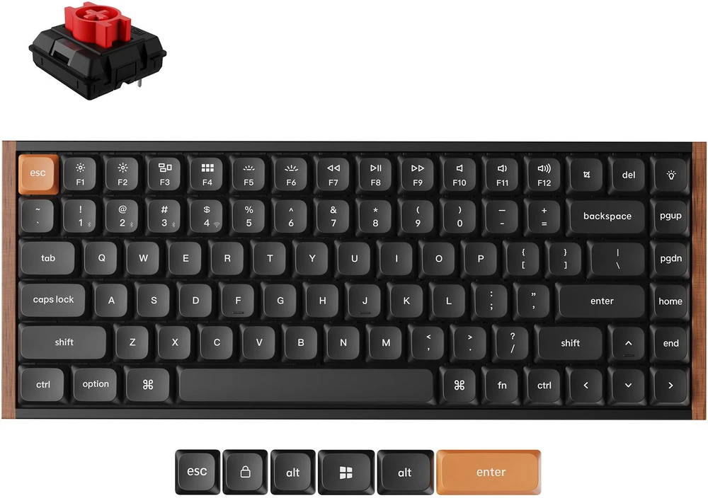 Klaviatūra žaidimams Keychron K3M-F1 75% Raudona Switch RGB Hot-Swap belaidė mechaninė Gateron Low Profile MX Raudona 2.0 su pašvietimu juoda